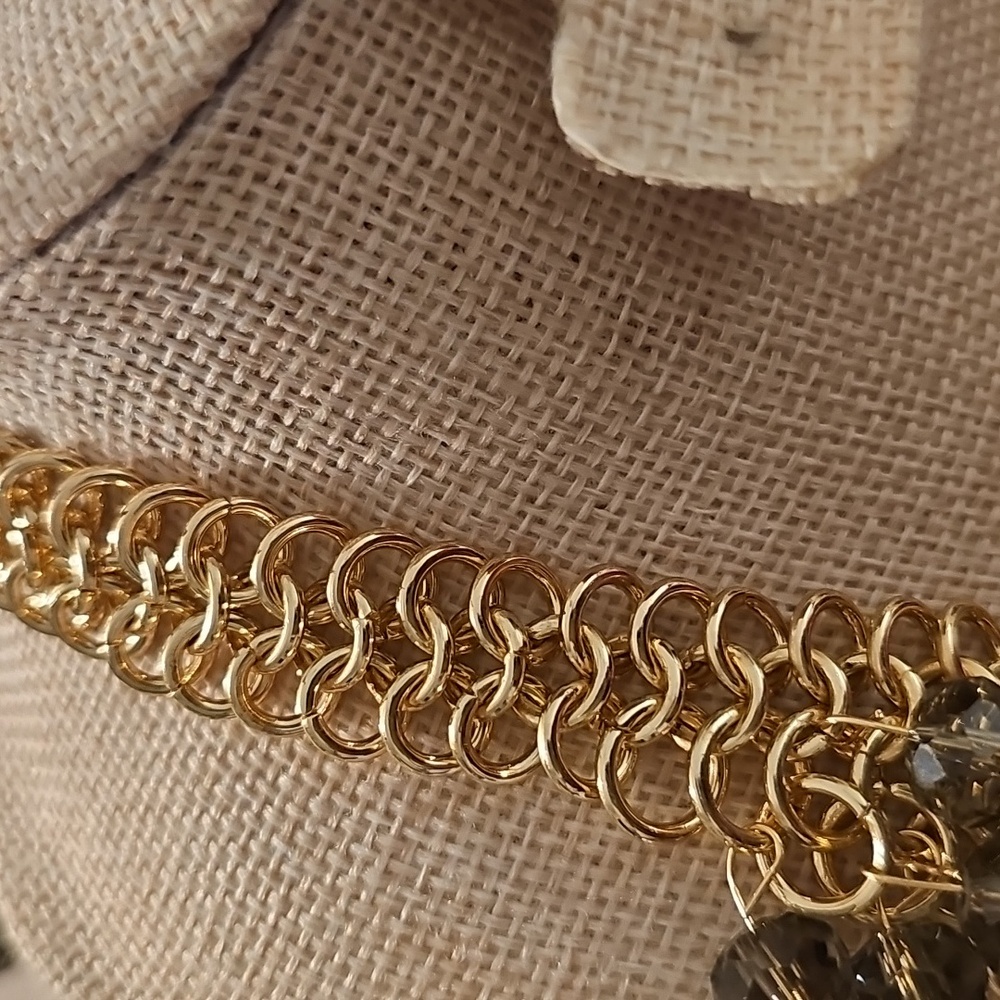 Sweet Romance Gold and Brown Statement Necklace. - Picture 4 of 5